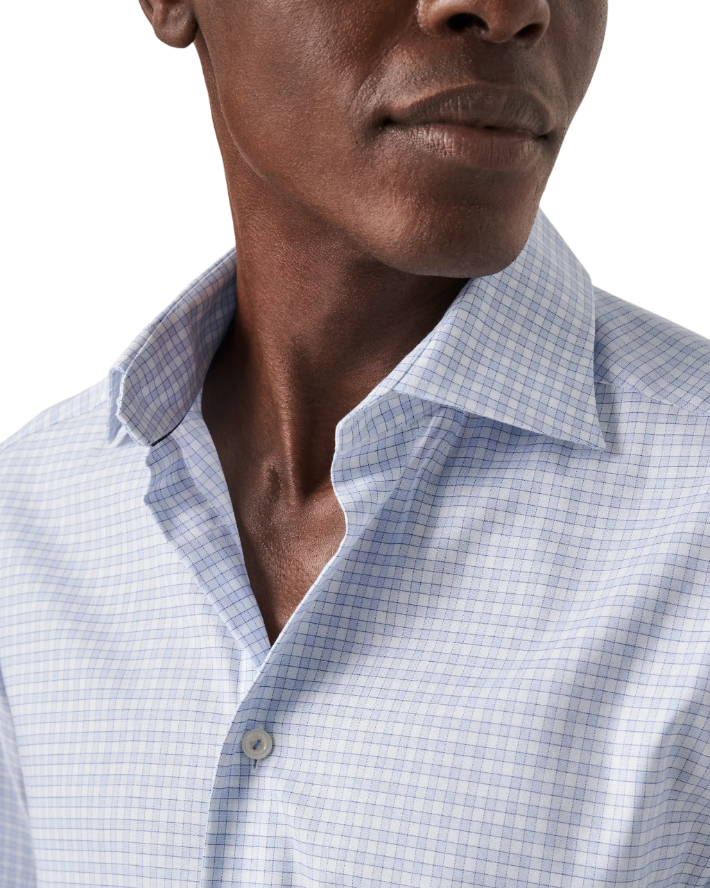 Eton Checked Signature Twill Sport Shirt in Light Blue