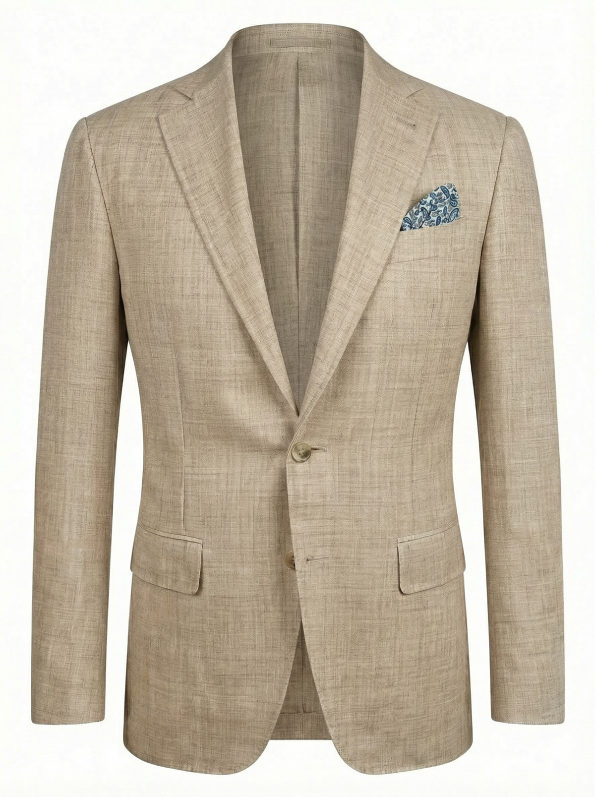 Canali Kei Model Wool, Silk and Linen Suit in Warm Flax