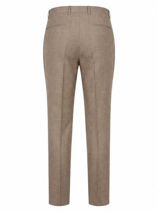 Canali Siena Classic Fit Wool, Silk and Linen Blend Dress Pants in Taupe