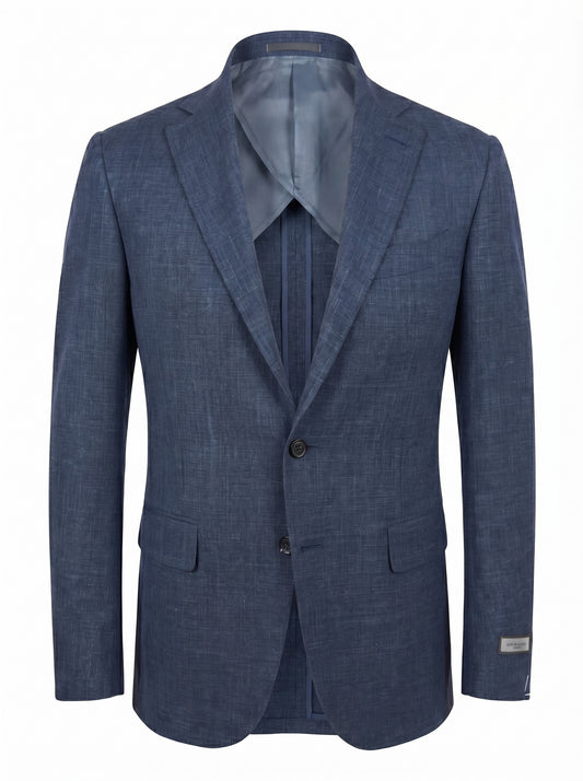Canali Kei Model Wool, Silk and Linen Suit in Denim Blue