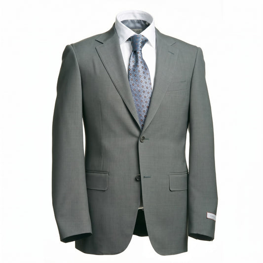 Canali Siena Model Light Wool Suit in Olive