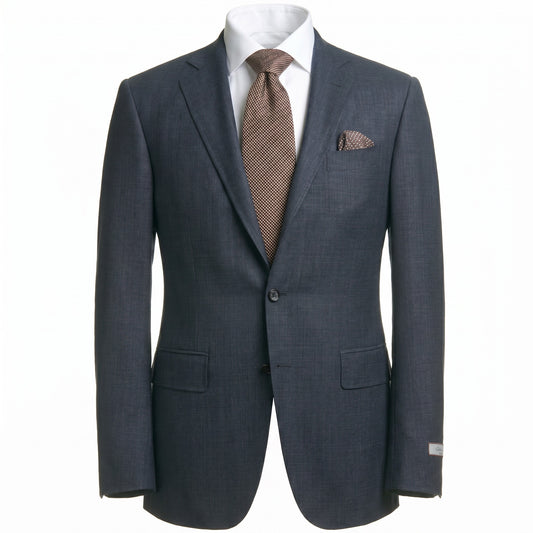 Canali Kei Model Suit in Dual-Tone Wool in Blue Grey
