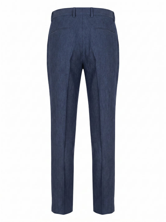 Canali Siena Classic Fit Linen Dress Pants in Mid Blue