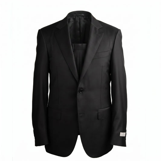 Canali Super 130 Contemporary Model Suit in Solid Black