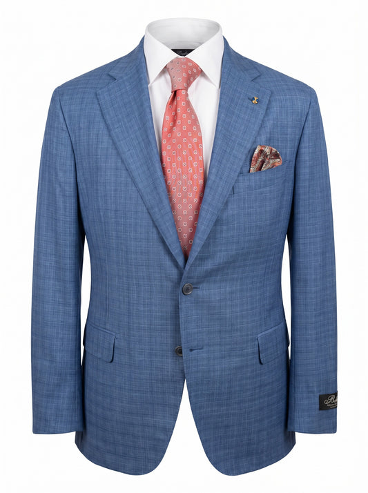 Belvest Suit in Super 140's Wool -Prince of Wales Pattern-Light Blue