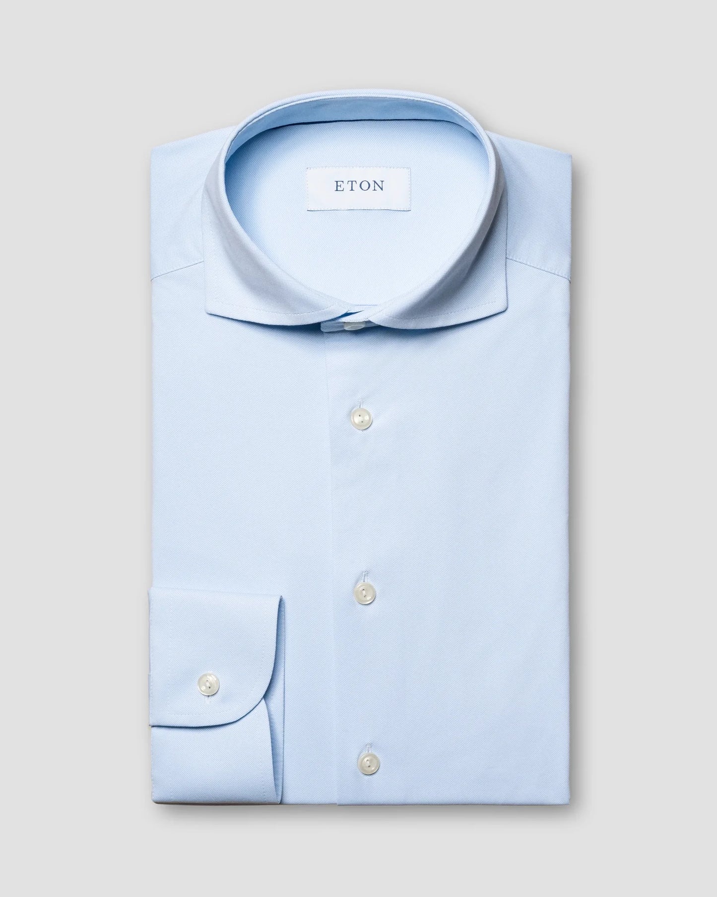 Eton Solid Four-Way Stretch Shirt in Slim Fit – Blue
