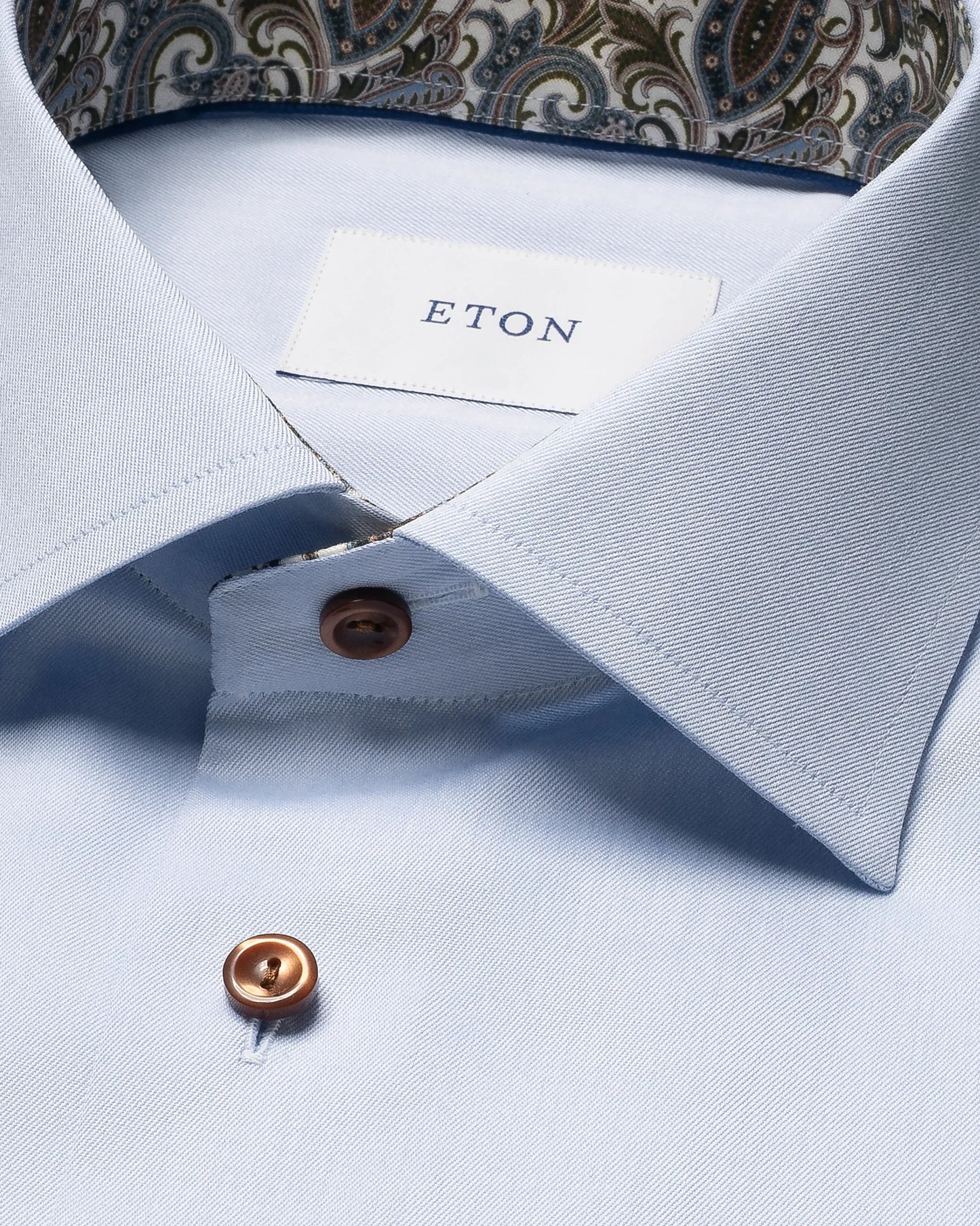 Eton Paisley Effect Signature Light Blue Twill Shirt in Contemporary Fit