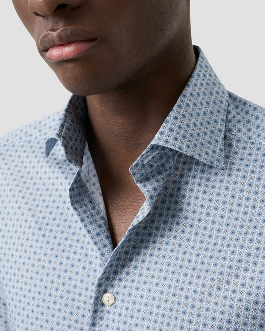 Eton Contemporary Micro Floral Print Shirt in Light Blue
