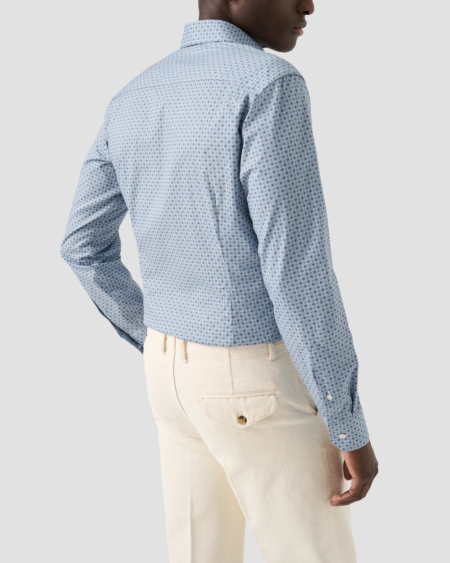 Eton Contemporary Micro Floral Print Shirt in Light Blue