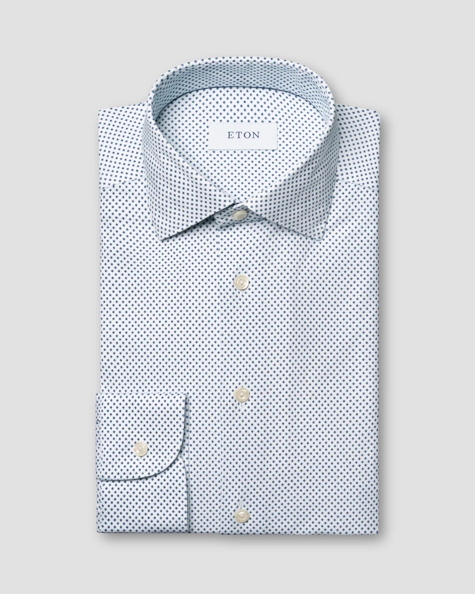Eton Geometric Cotton Four-way Stretch Shirt in Slim Fit Blue Uomo San Francisco Eton Geometric Cotton Four-way Stretch Shirt in Slim Fit Blue Uomo San Francisco