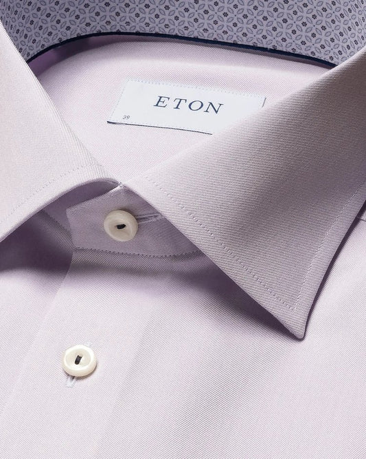 Eton Light Purple Signature Twill Sport Shirt Floral Contrast Details