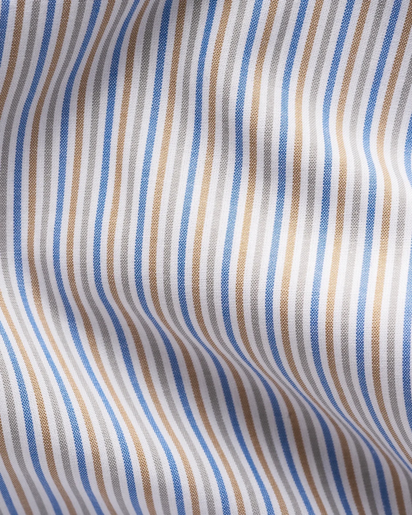 Eton Multi Striped Breeze Poplin Shirt Slim Fit in Beige and Mid Blue Stripes