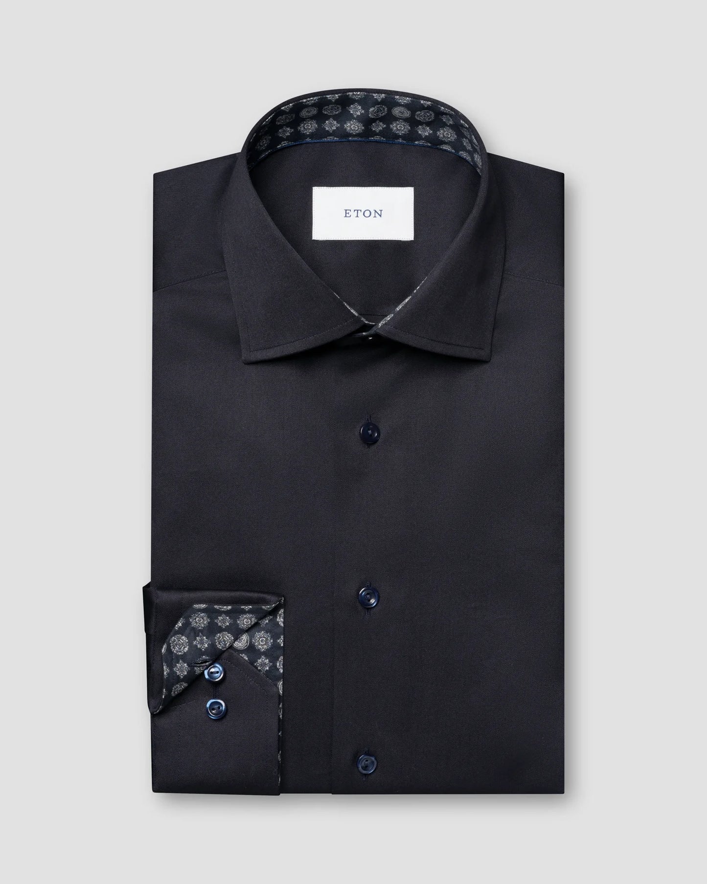 Eton Geometric Effect Signature Navy Twill Shirt in Slim Fit
