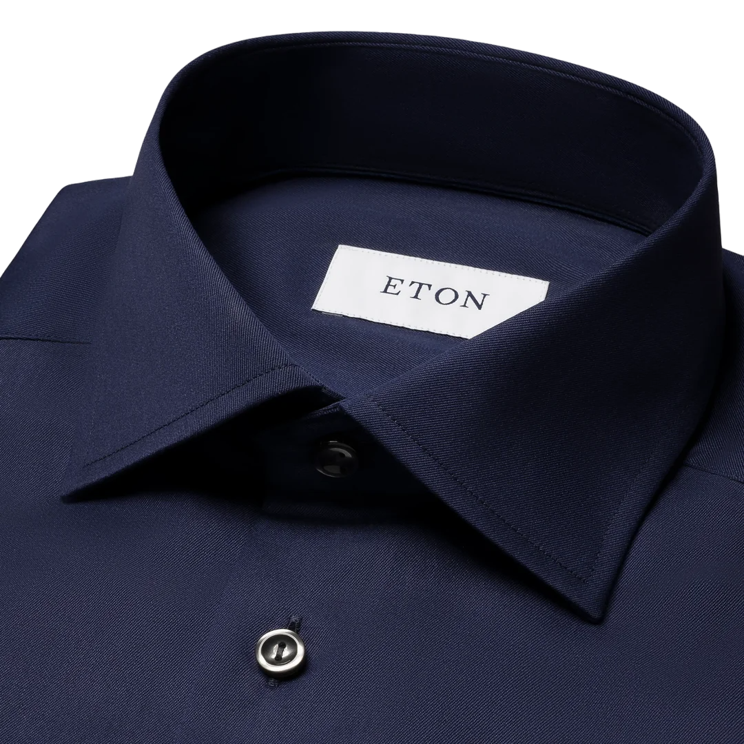 Eton Signature Twill Dress Shirt in Dark Blue