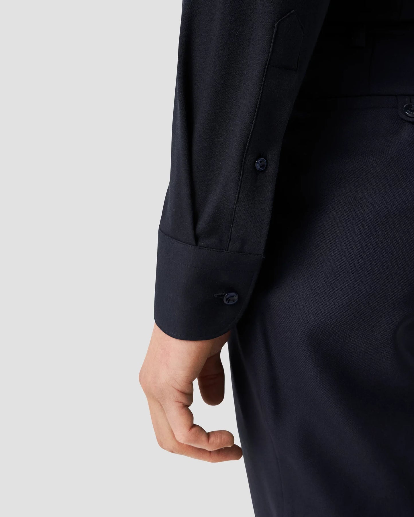Eton Navy blue Solid Cotton Four-Way Stretch Shirt in Slim Fit – Navy Blue