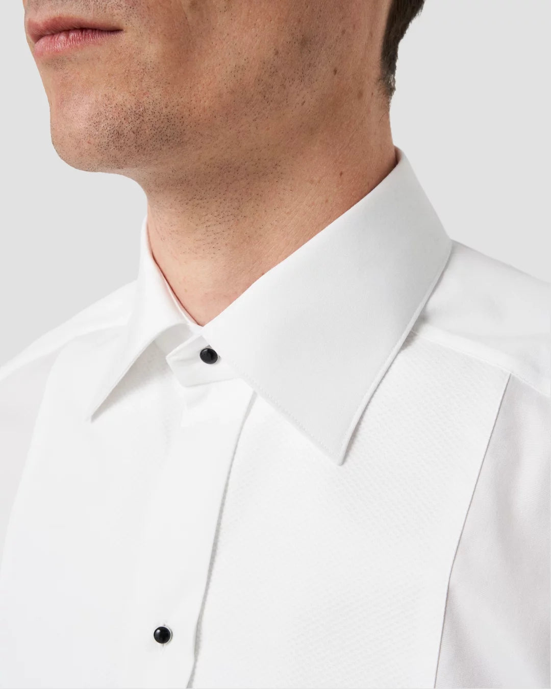 Eton White Piqué Tuxedo Shirt Contemporary Fit