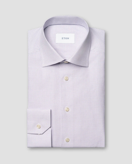 Eton Purple Micro Check Signature Twill Shirt in Contemporary Fit