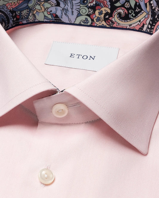 Eton Paisley Effect Signature Twill Shirt In Solid Pink - Slim Fit