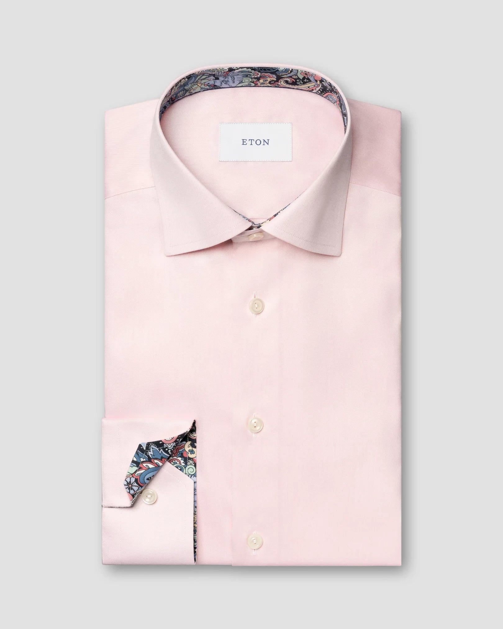 Eton Paisley Effect Signature Twill Shirt In Solid Pink - Slim Fit Uomo San Francisco Eton Paisley Effect Signature Twill Shirt In Solid Pink - Slim Fit Uomo San Francisco