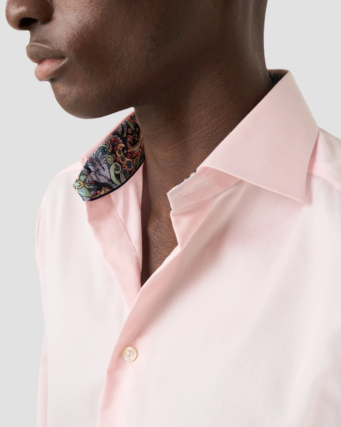 Eton Paisley Effect Signature Twill Shirt In Solid Pink - Slim Fit