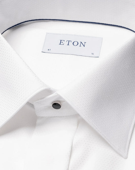 Eton Dobby Tuxedo Shirt in White Slim Fit