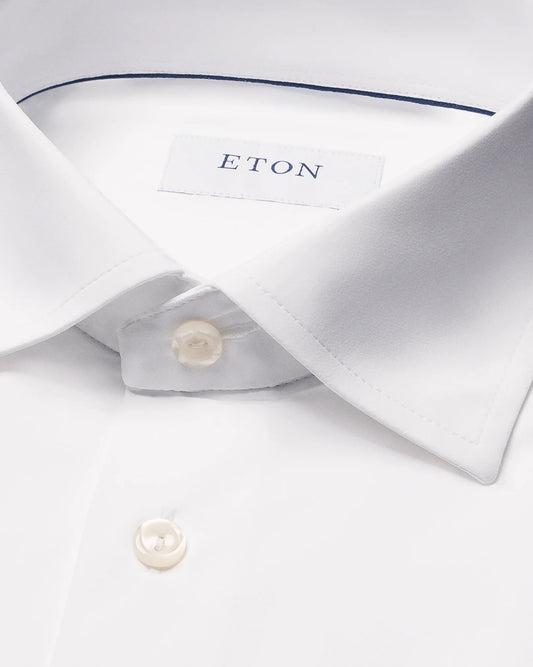 Eton Solid Four-Way Stretch Shirt in Slim Fit – White