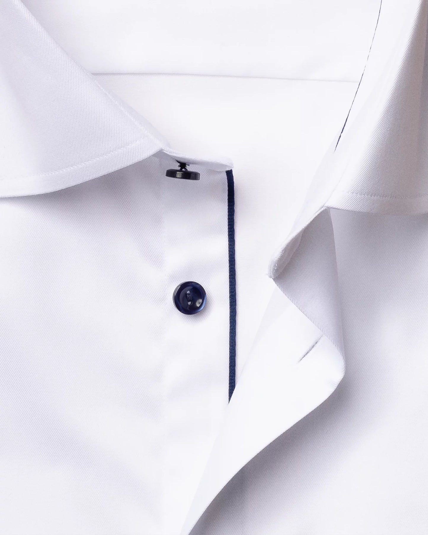 Eton White Signature Twill Sport Shirt with Dark Blue Details