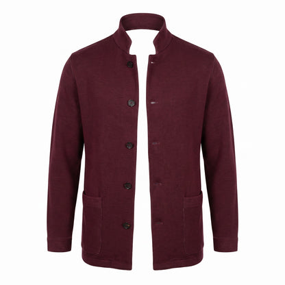 Fradi Wool and Cotton Jersey Billionaire Jacket in Burgundy