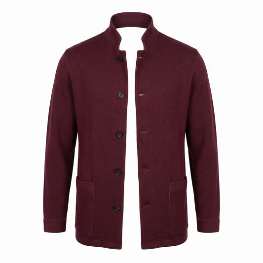 Fradi Wool and Cotton Jersey Billionaire Jacket in Burgundy