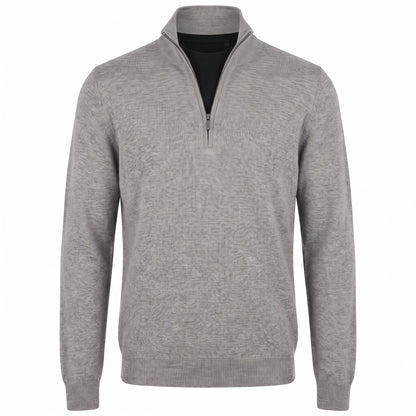 Gran Sasso 100% Cashmere Quarter-Zip Sweater in Light Gray