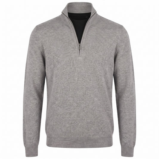 Gran Sasso 100% Cashmere Quarter-Zip Sweater in Light Gray