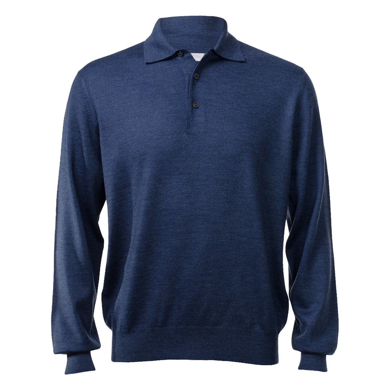 Gran Sasso Extra Fine Merino Wool Polo Sweater in Mid Blue