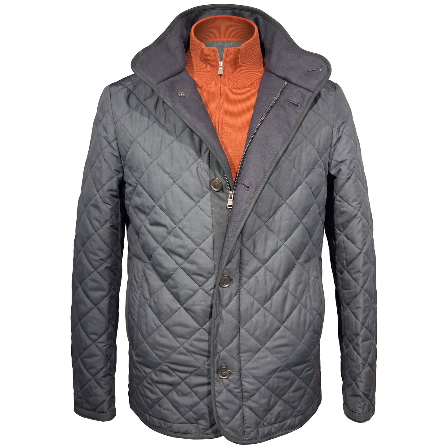 Waterville Nylon Diamond Quilt Car Coat in Navy Blue