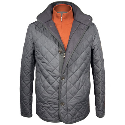 Waterville Nylon Diamond Quilt Car Coat in Navy Blue