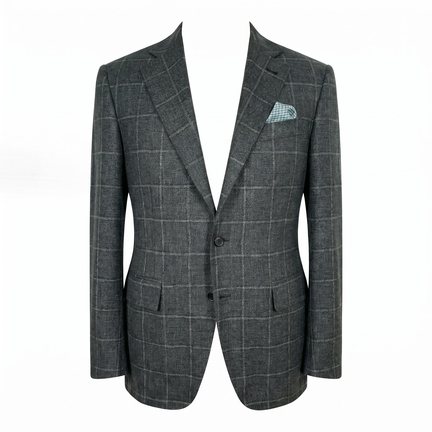 Canali Kei Model Wool Sport Coat in Olive with Taupe Windowpane