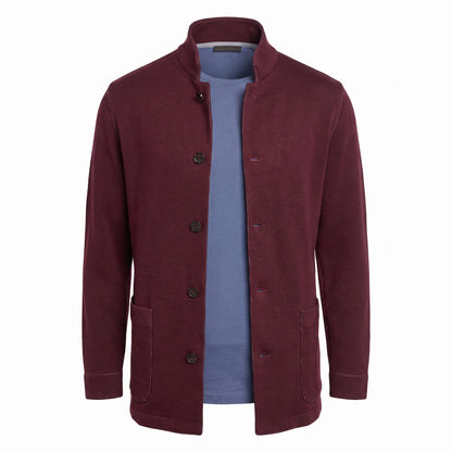 Fradi Wool and Cotton Jersey Billionaire Jacket in Burgundy
