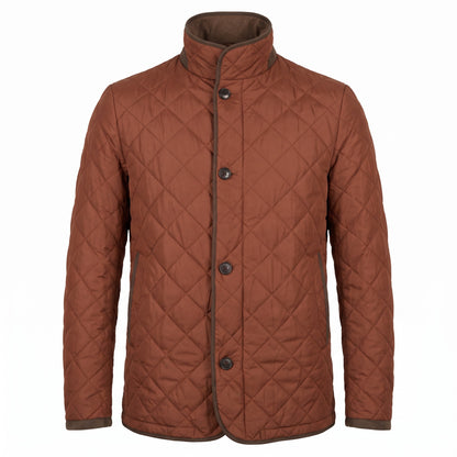 Waterville Nylon Diamond Quilt Car Coat in Burnt Orange