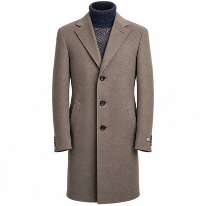 Canali Kei Wool Topcoat in Mushroom