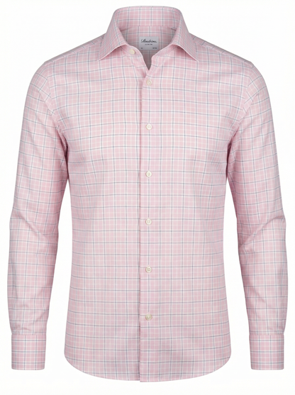 Stenströms Slim Light Pink Checked Twill Shirt