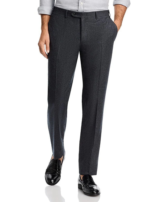 Canali Wool Flannel Dress Pants In Charcoal