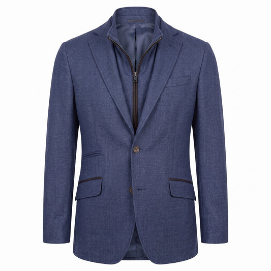 Pal Zileri Wool Hybrid Jacket with Detachable Bib in Blue