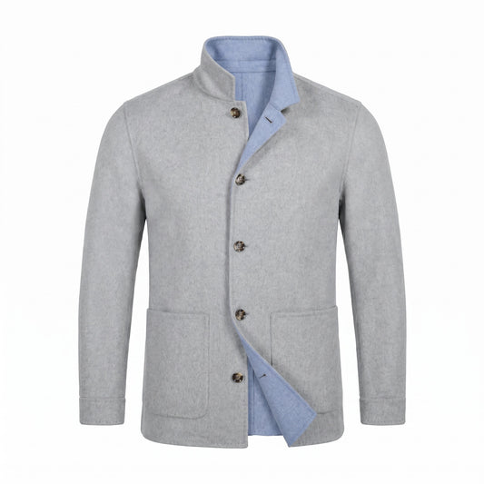 Gimo’s Ultra-Soft Double-Faced Wool Reversible Coat – Light Gray