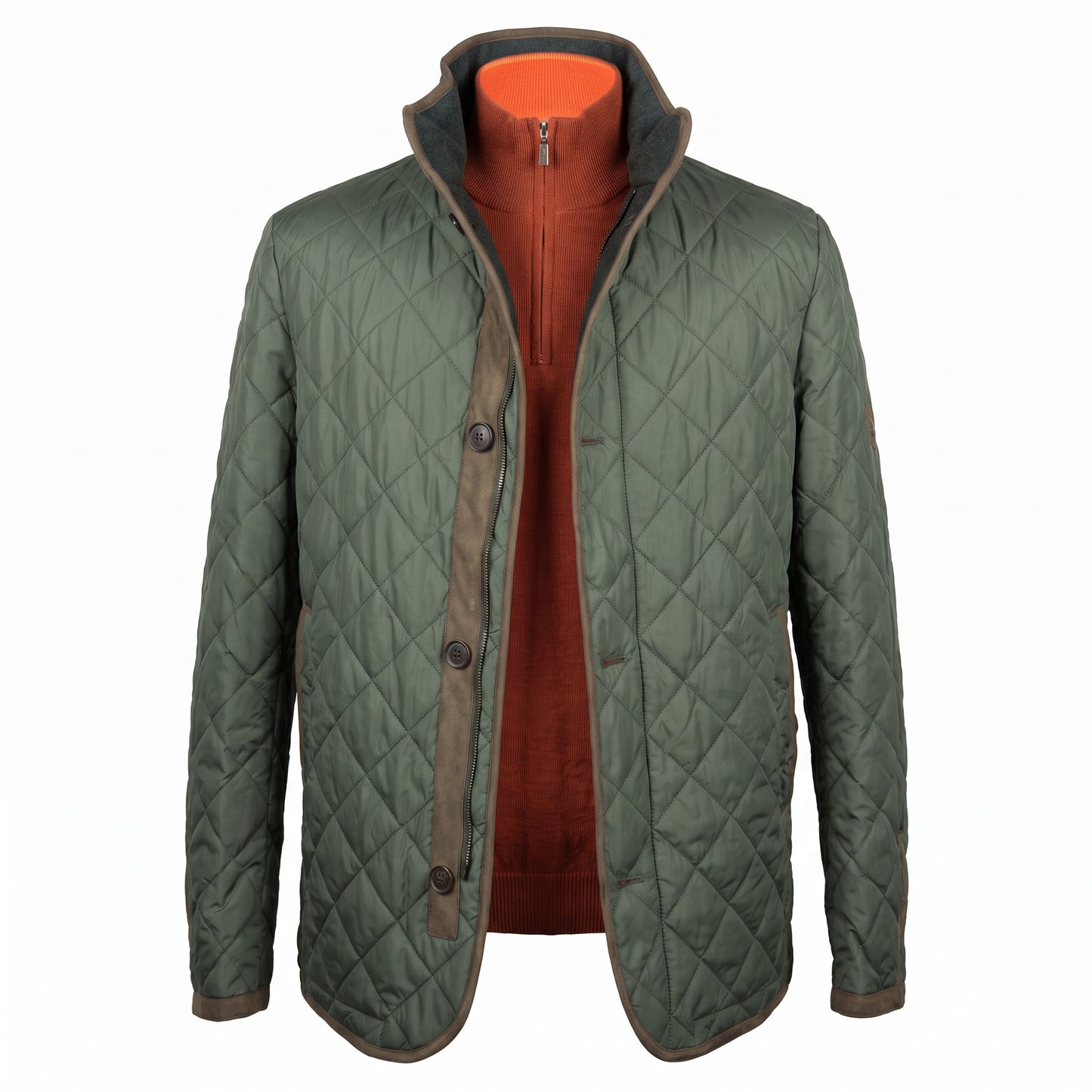 Waterville Nylon Diamond Quilt Car Coat in Olive Green