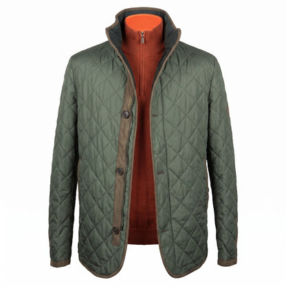 Waterville Nylon Diamond Quilt Car Coat in Olive Green