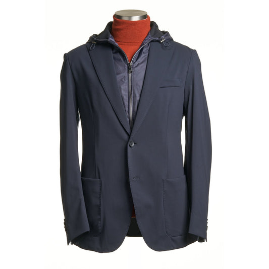 Fradi Stretch Jacket with Removable Hoodie and Chest-Piece in Navy Blue