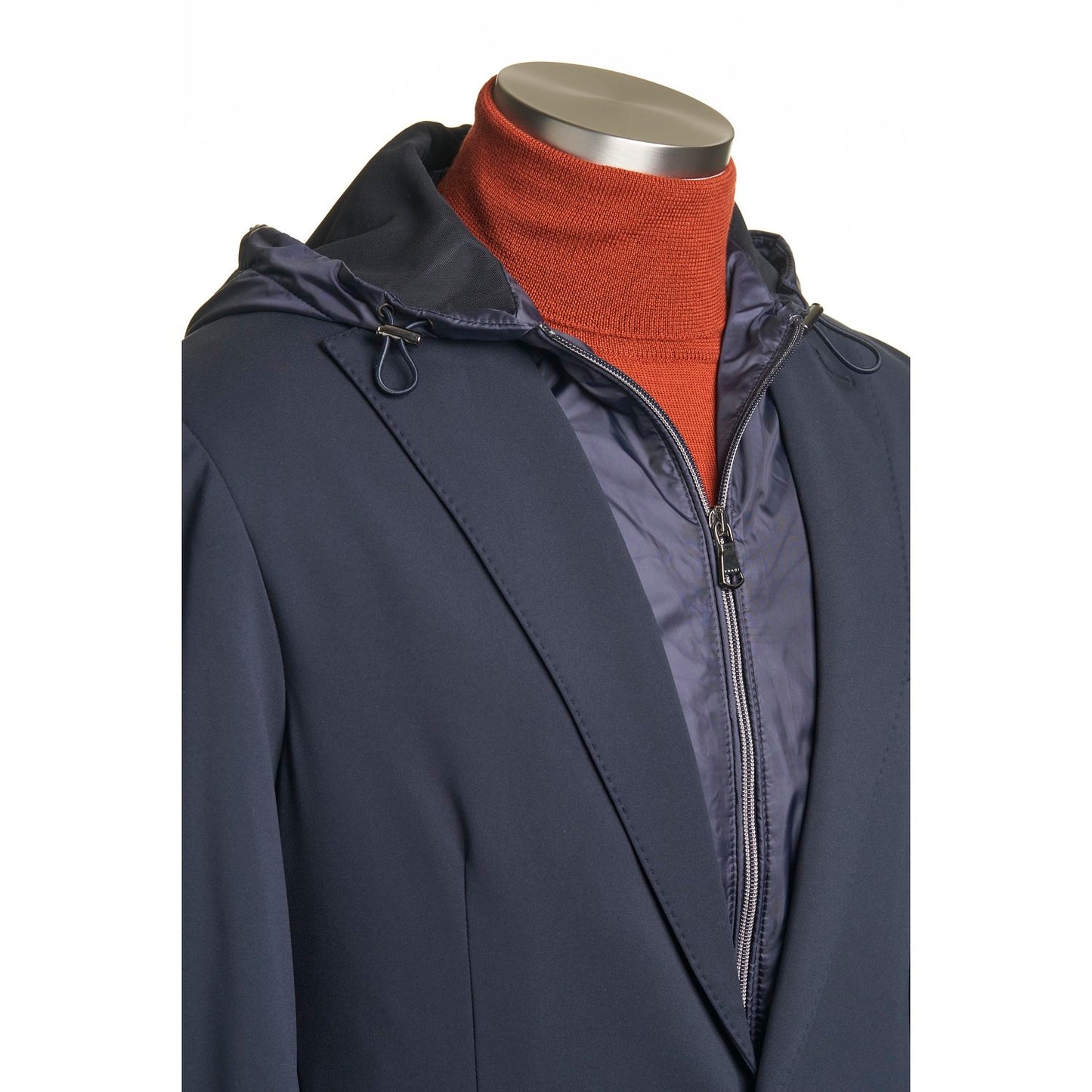 Fradi Stretch Jacket with Removable Hoodie and Chest-Piece in Navy Blue