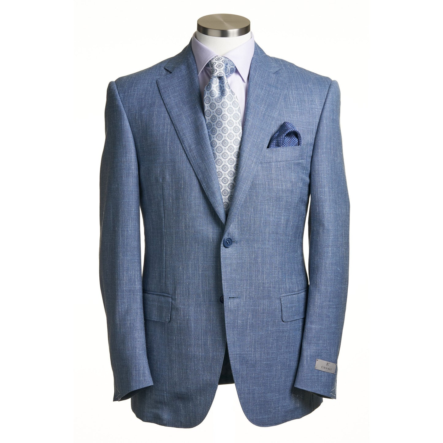 Canali Siena Model Wool Blend Suit in Mid Blue