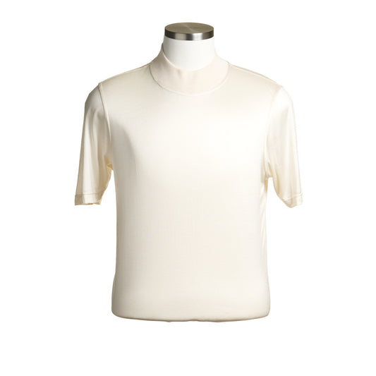 Gran Sasso Silk Mock Neck Shirt in Off-White