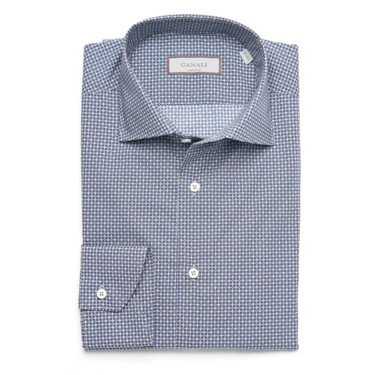Canali Sport Shirt Micro Print in Grey and Blue