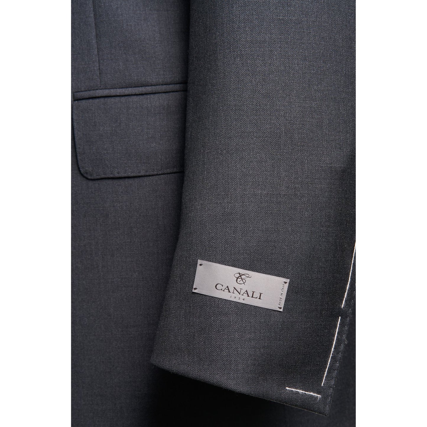 Canali Super 130 Contemporary Model Suit in Solid Gray